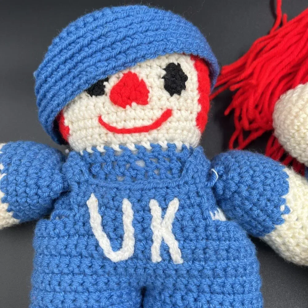 Handmade Crochet Raggedy Ann and Andy University‎ of Kentucky Plush Dolls